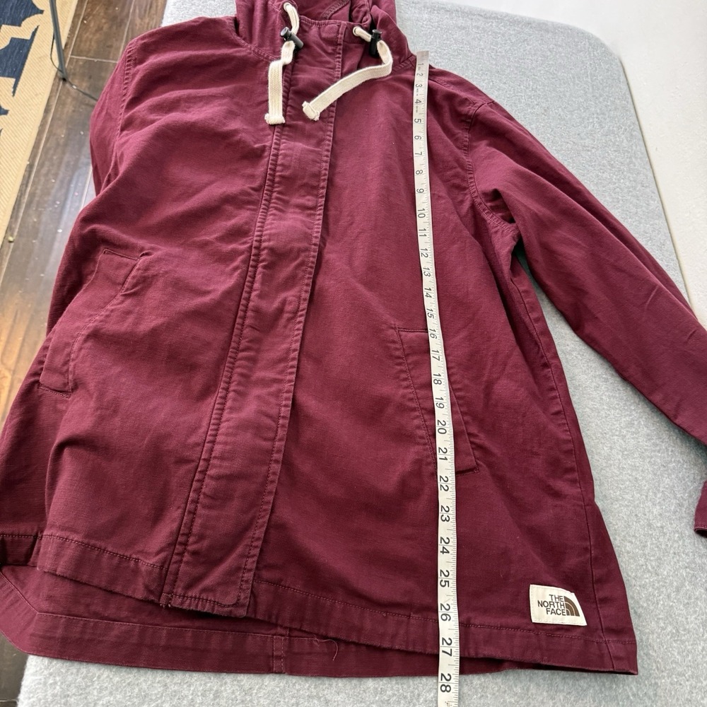 The North Face Shipler Jacket Maroon Anorak Hooded Cotton Zip Snap Womens Large - Picture 8 of 9
